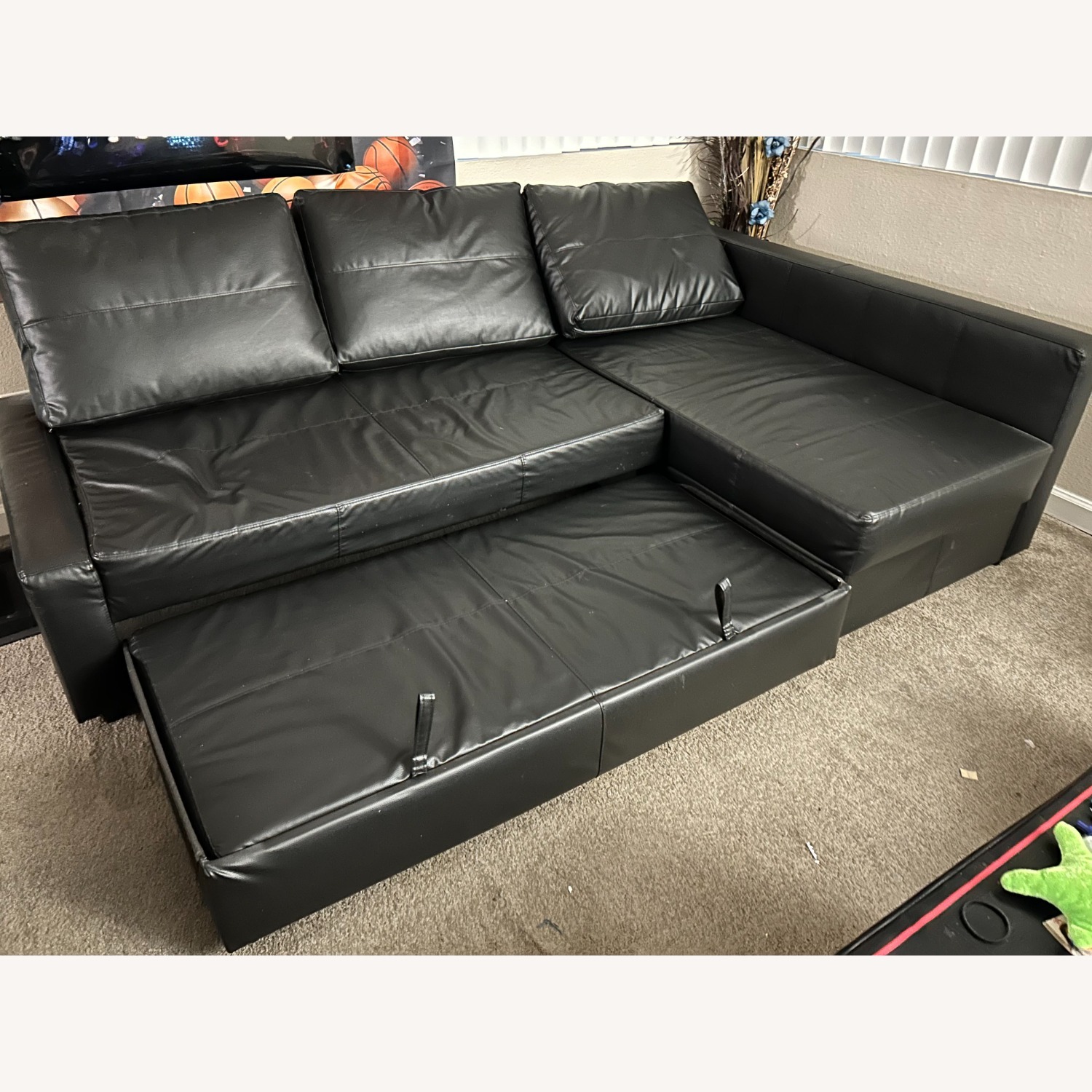 IKEA FRIHETEN Black Faux Leather 3+ Piece Sectional - image-1