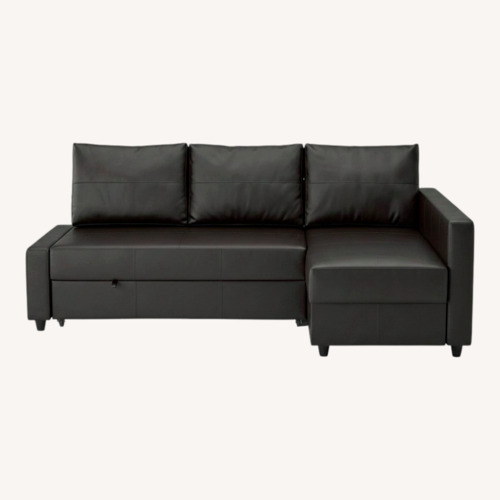 Used IKEA FRIHETEN Black Faux Leather 3+ Piece Sectional for sale on AptDeco