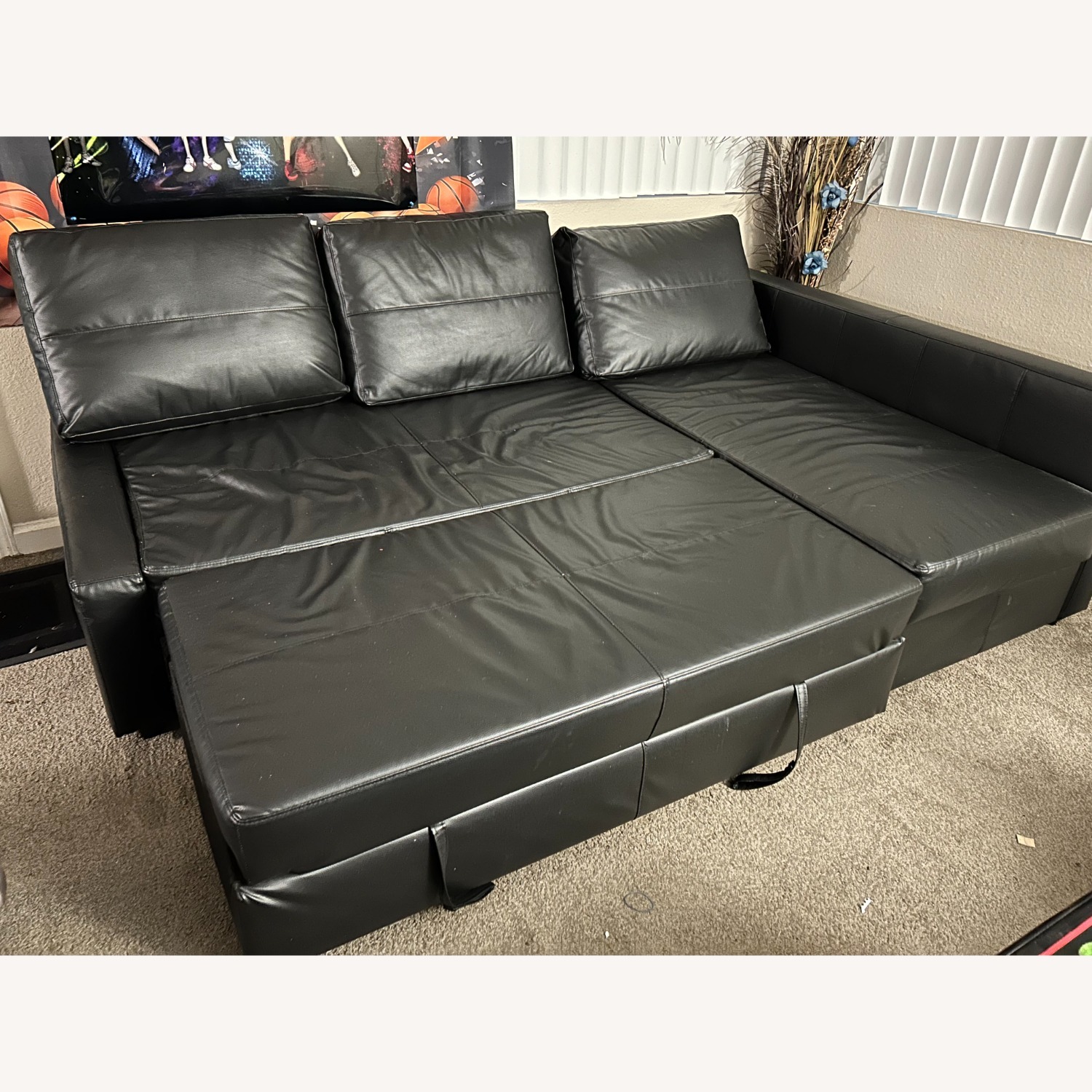 IKEA FRIHETEN Black Faux Leather 3+ Piece Sectional - image-4