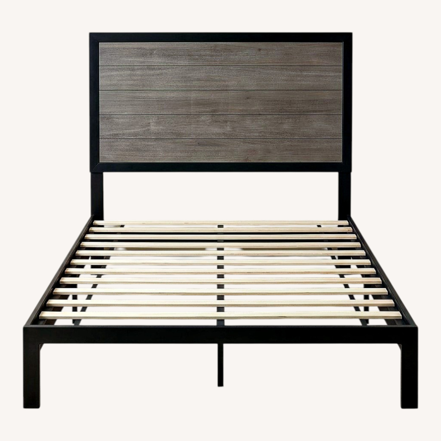 Light Gray Wood Queen Bed - image-0