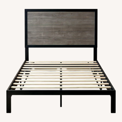 Used Light Gray Wood Queen Bed for sale on AptDeco