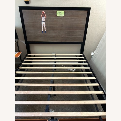Used Light Gray Wood Queen Bed for sale on AptDeco