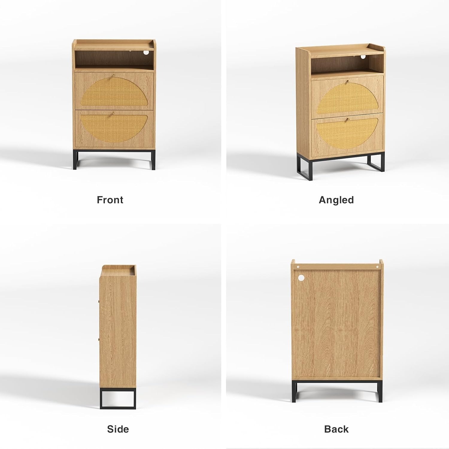 Rattan Shoe Cabinet with 2 Drawers - image-3