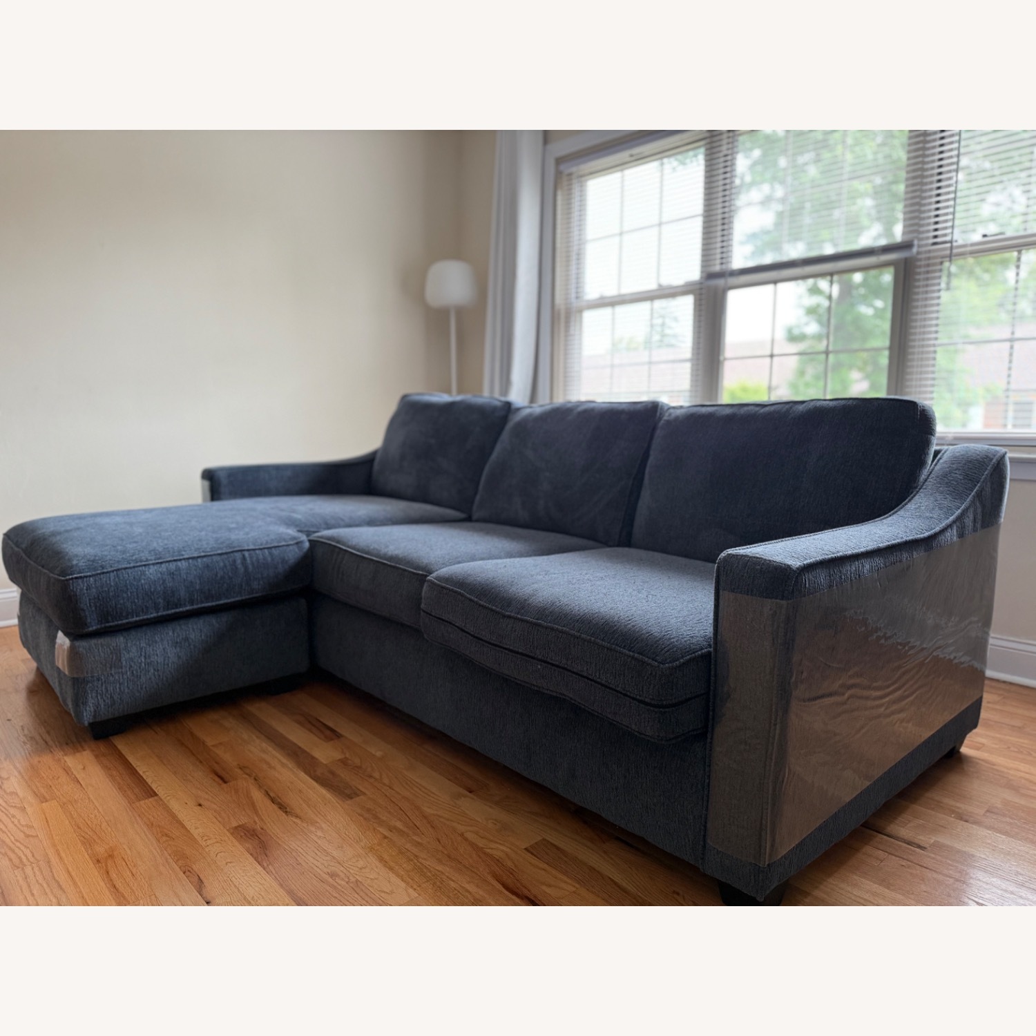 Raymour & Flanigan Blue Arro Reversible Sofa Chaise - image-1