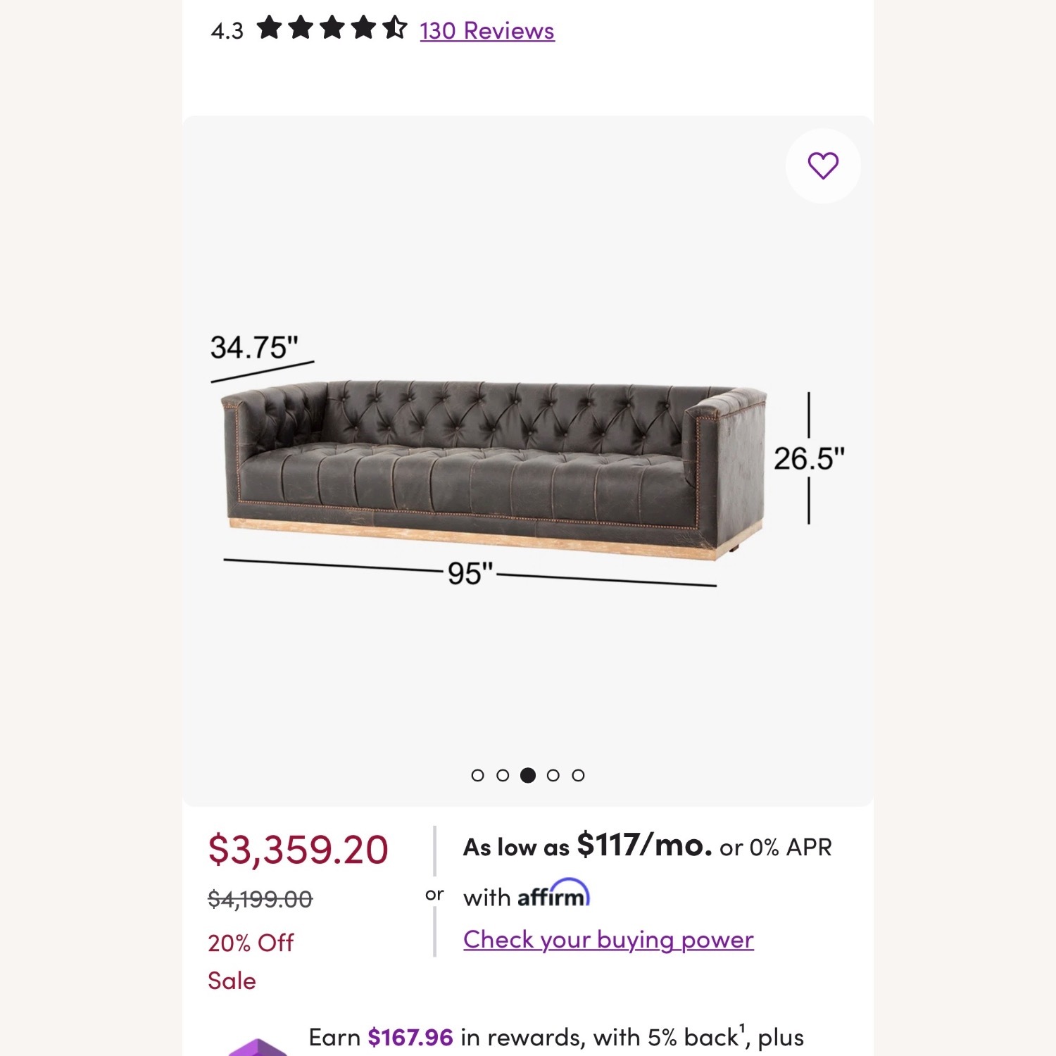 Wayfair Birch Dark Brown Leather 3+ Seater Sofa - image-11