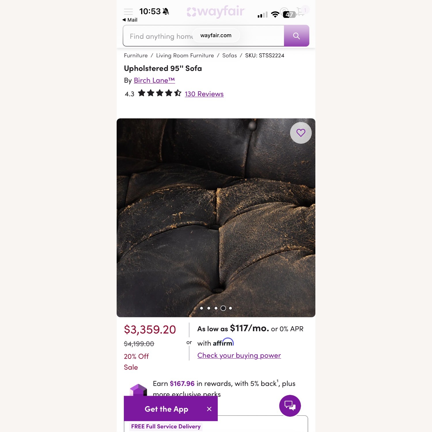 Wayfair Birch Dark Brown Leather 3+ Seater Sofa - image-13