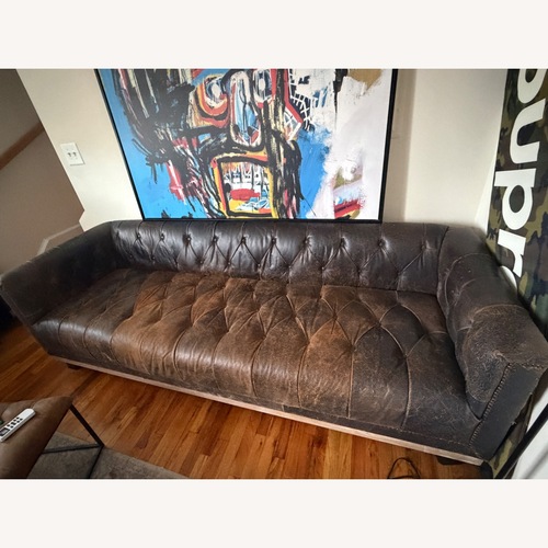 Used Wayfair Birch Dark Brown Leather 3+ Seater Sofa for sale on AptDeco