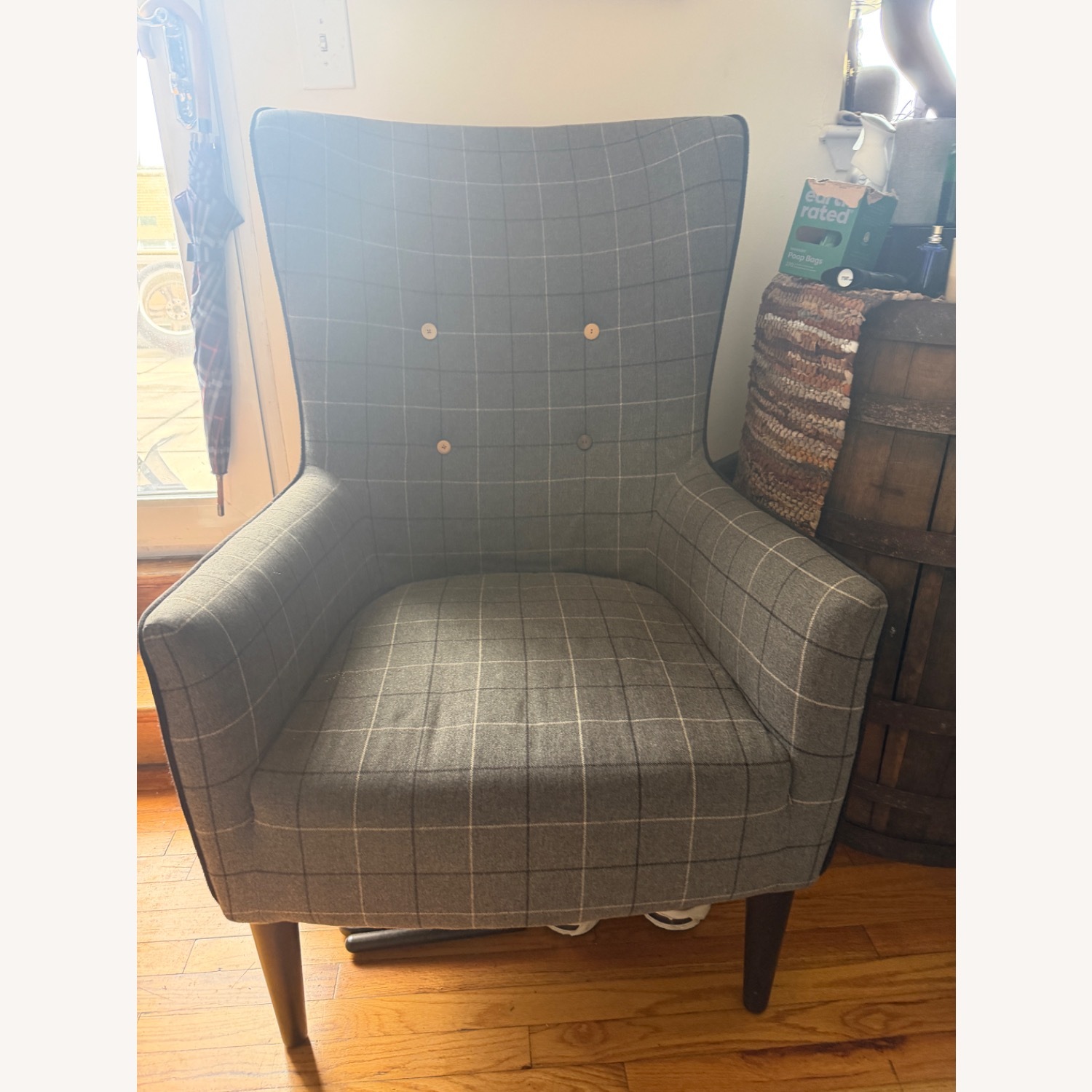 CB2 Charcoal Winged Accent Chair - image-2