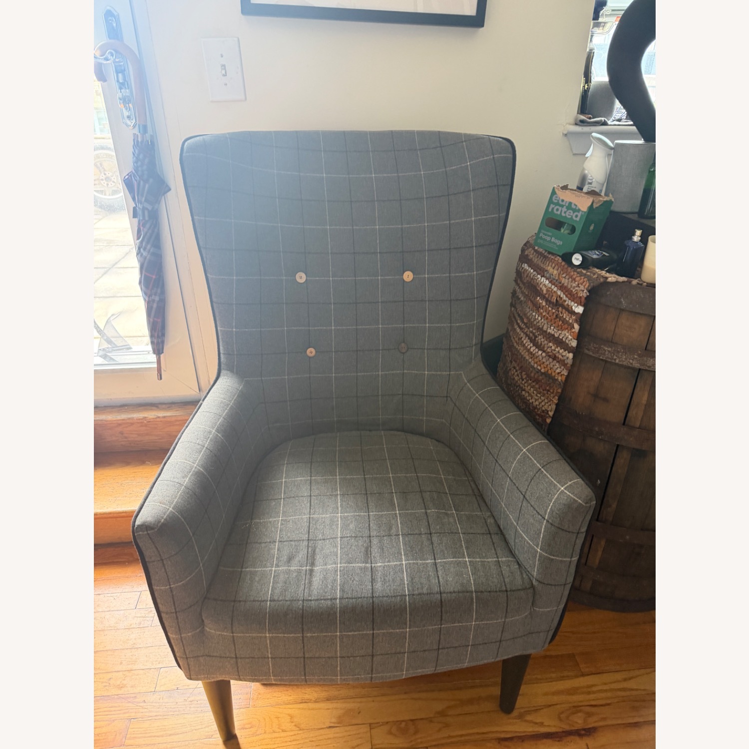 CB2 Charcoal Winged Accent Chair - image-3