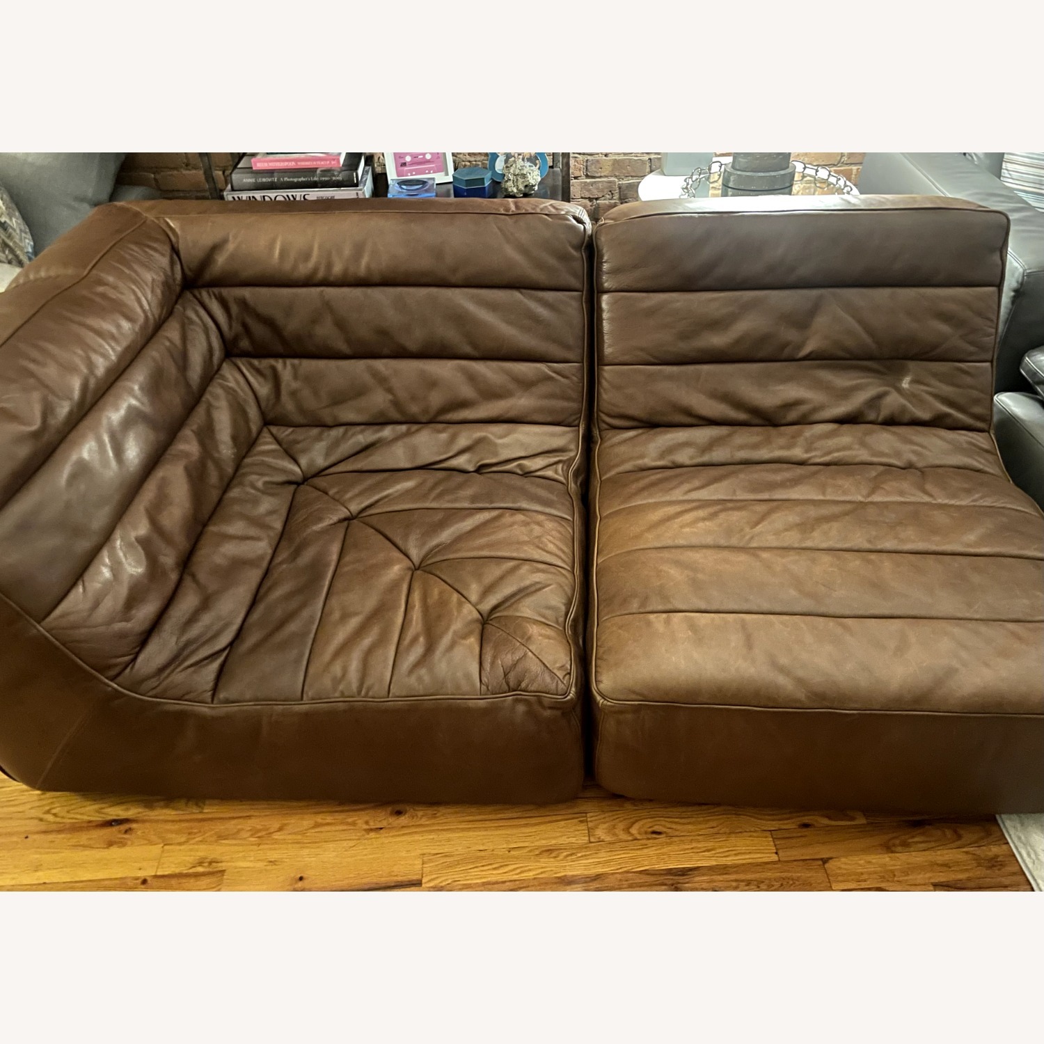 Restoration Hardware Leather Modular Chelsea Sofa - image-3