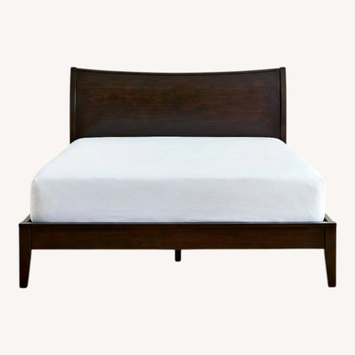 Used Macy's Dark Brown Espresso Wood Modern Queen Bed  for sale on AptDeco