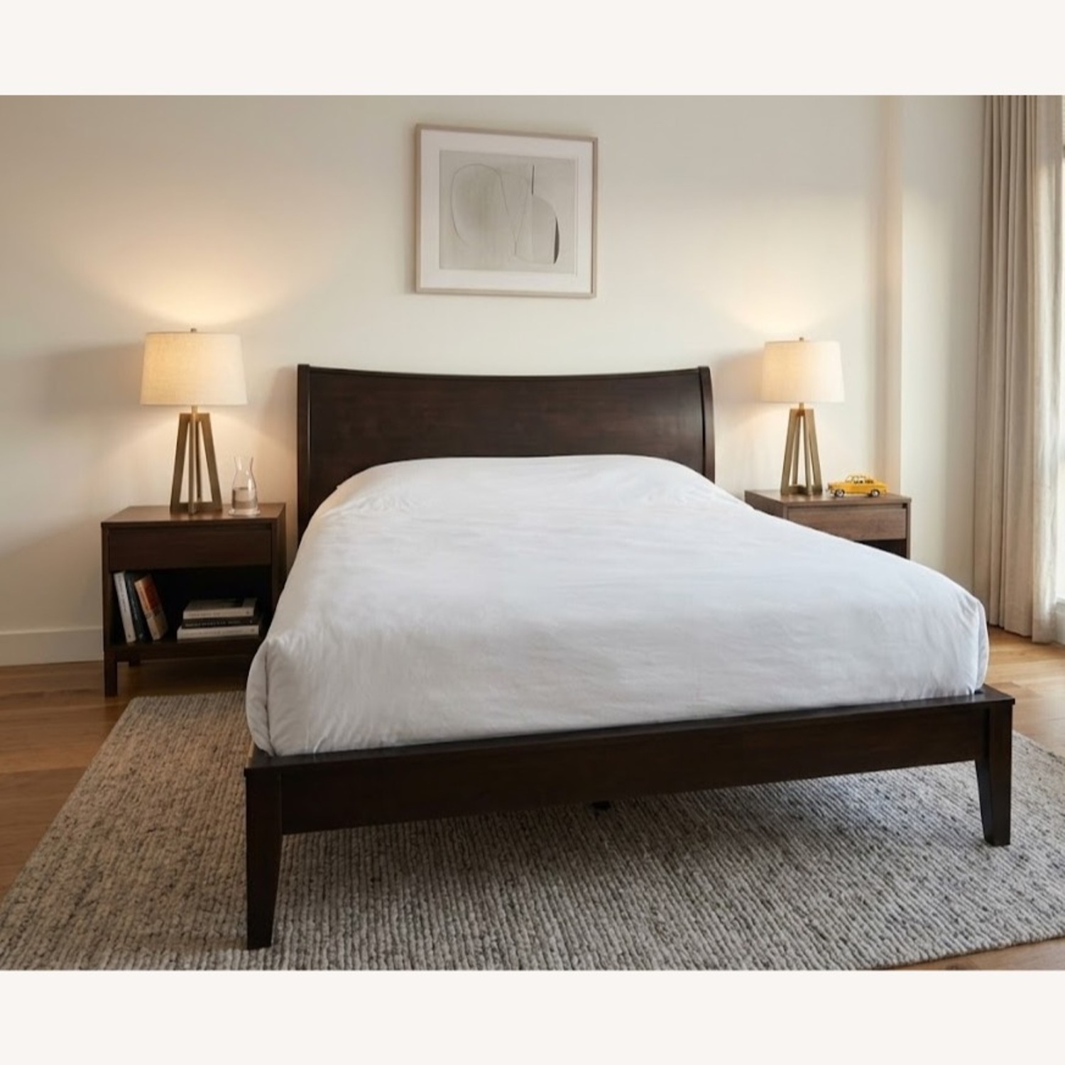 Macy's Dark Brown Espresso Wood Modern Queen Bed - image-2