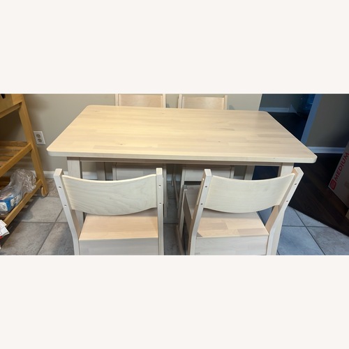 Used IKEA White Wood Dining Set for sale on AptDeco