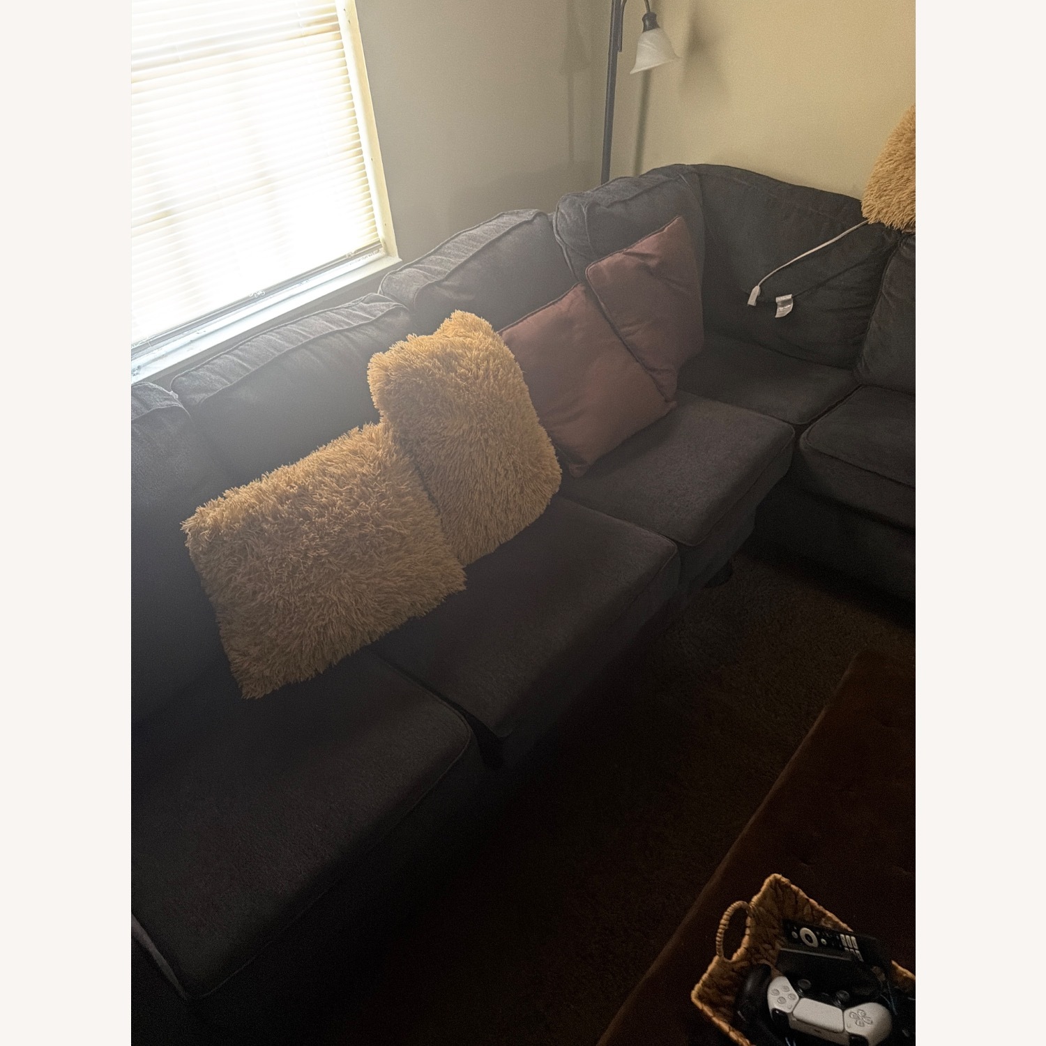 Light Gray Fabric 3+ Piece Sectional - image-4