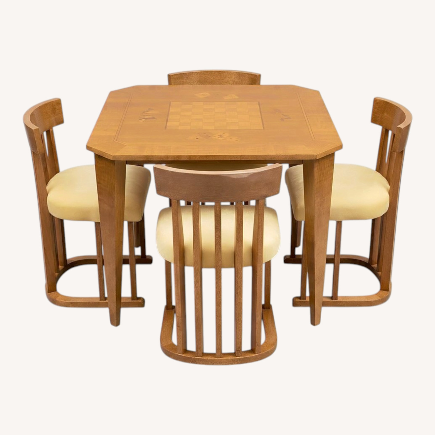 Biedermeier Revival Game Table & Four Chairs - image-0