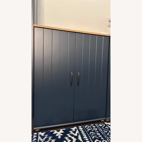 Used IKEA SKRUVBY Blue Bookcase for sale on AptDeco