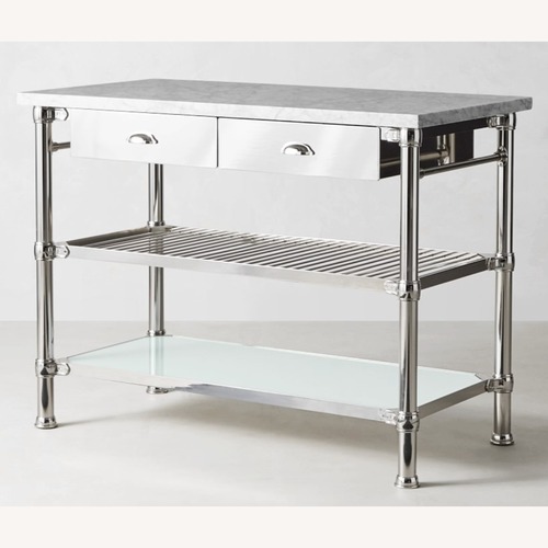 Used Williams Sonoma Modular Kitchen Island with Marble Top (48") for sale on AptDeco
