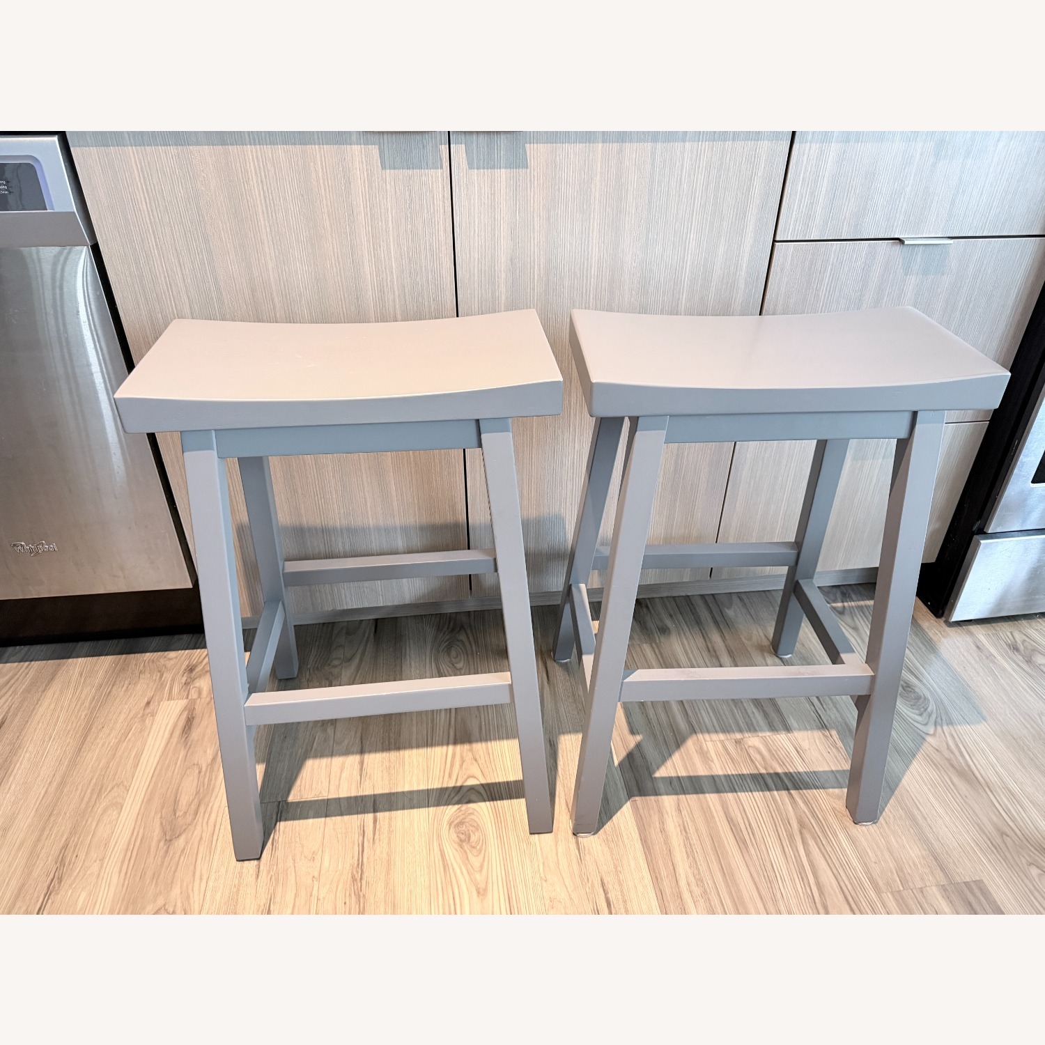 Pottery Barn Tibetan Bar Stools, Pair - image-1