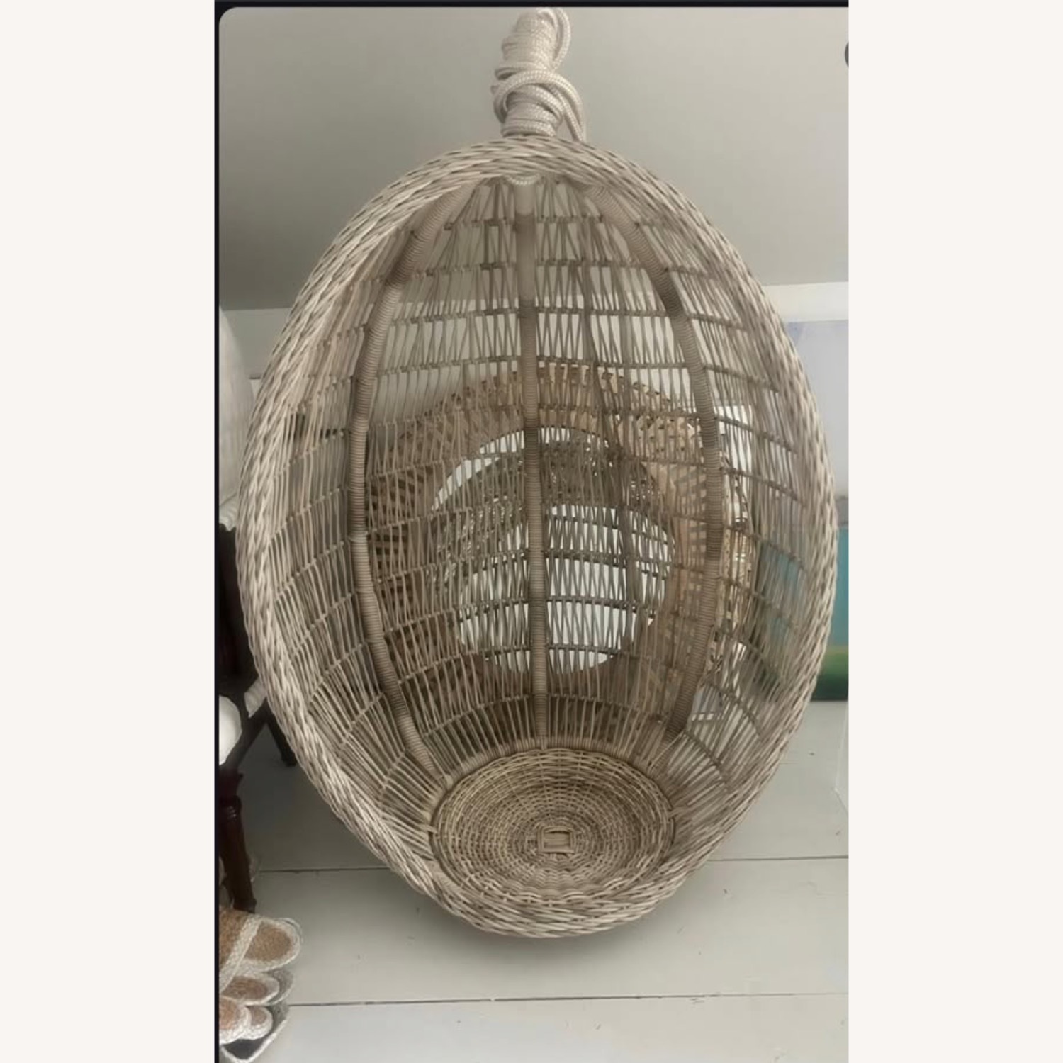 Light Gray Bamboo Hanging Chair - image-1