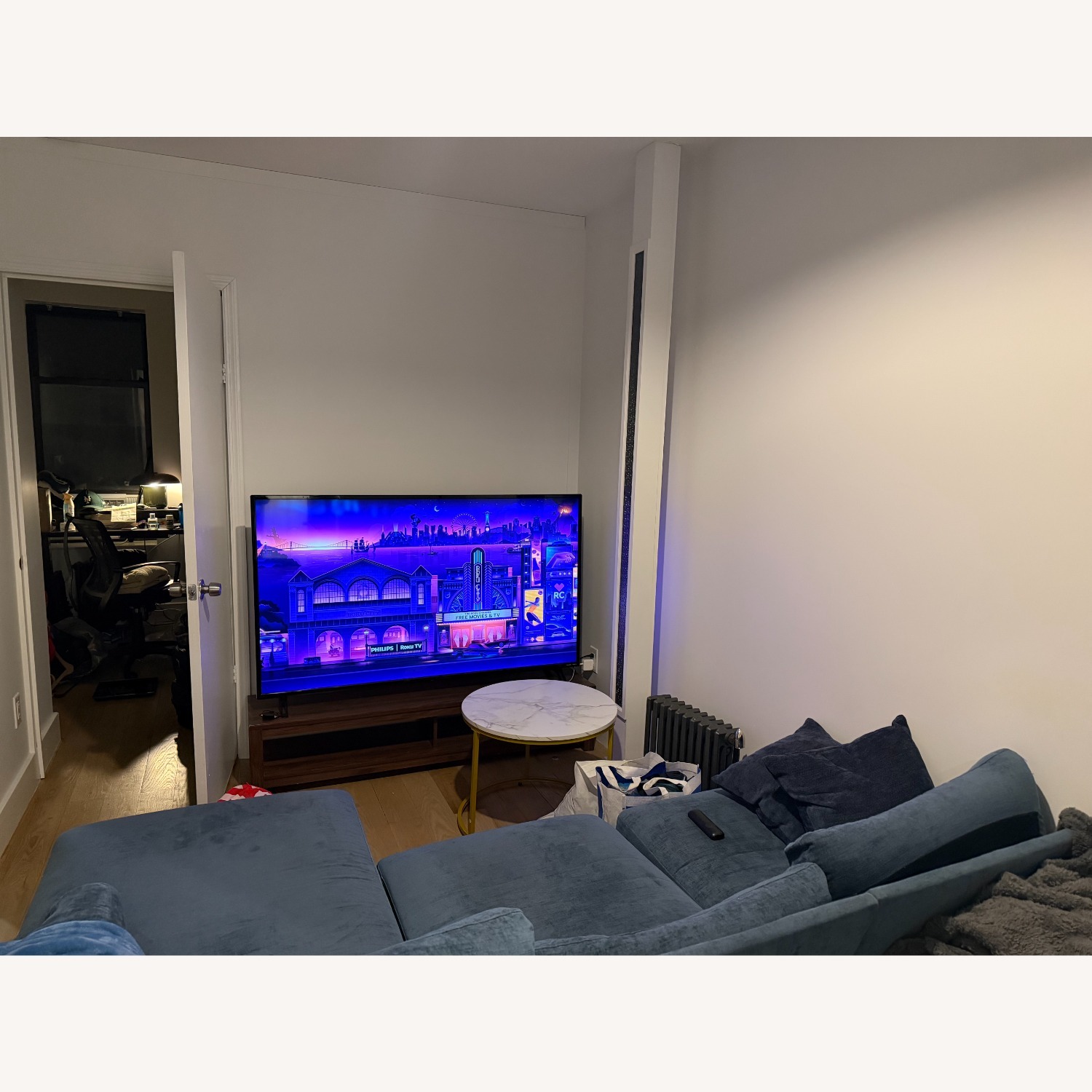 Blue Fabric 3+ Piece Sectional - image-3