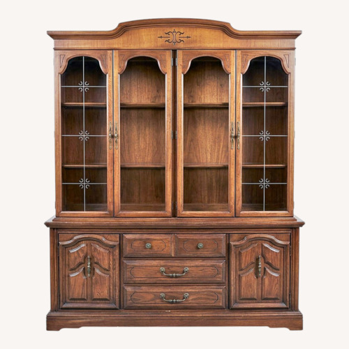 Used Antique Dark Brown Wood China Cabinet for sale on AptDeco