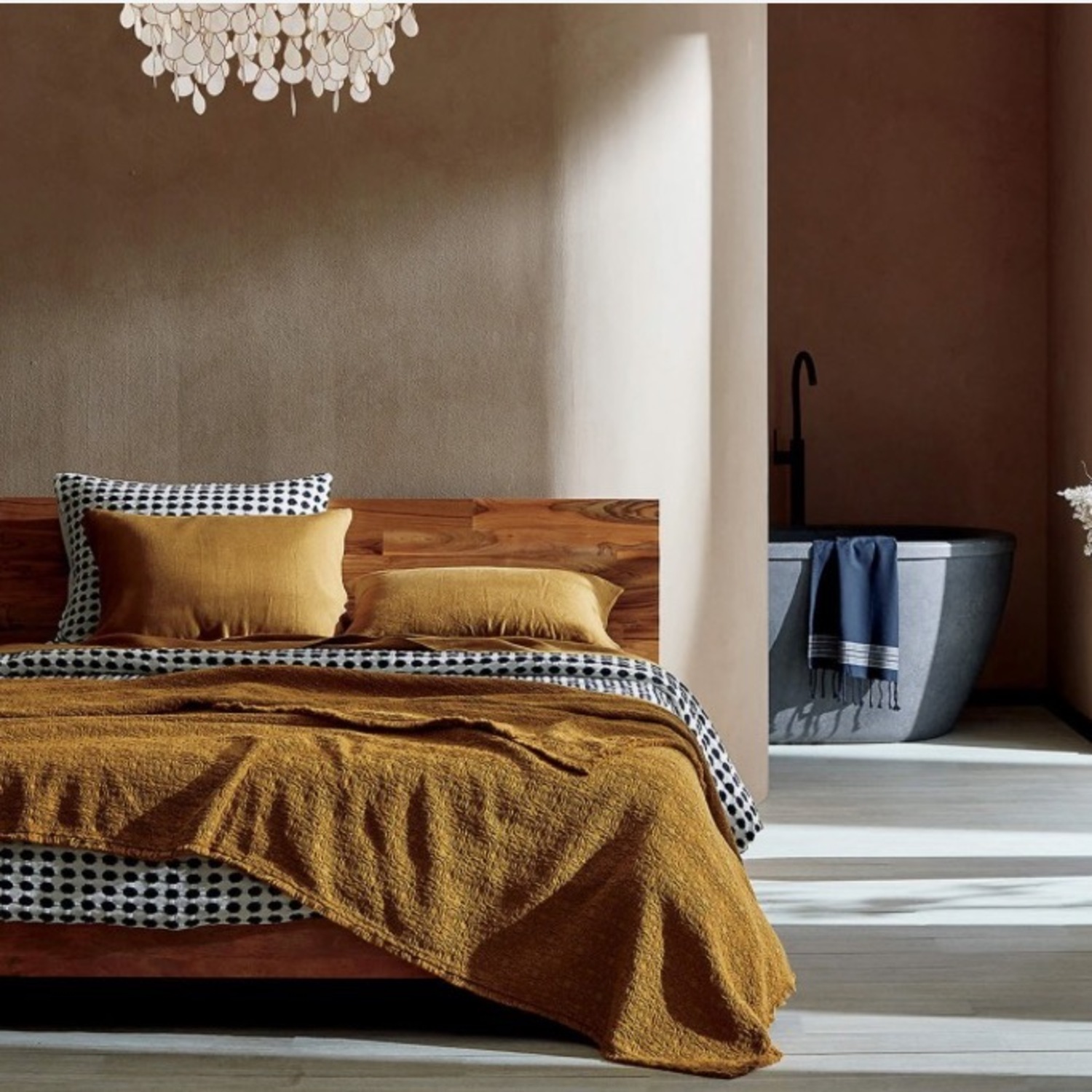 CB2 Dondra Queen Bed Teak Wood - image-1