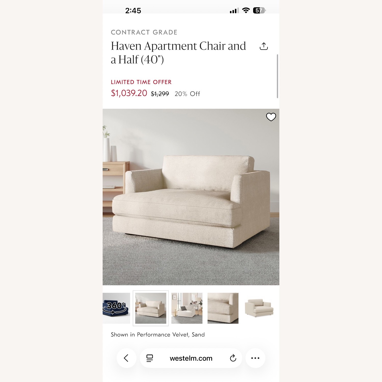 West Elm Haven Chair and Half - image-5