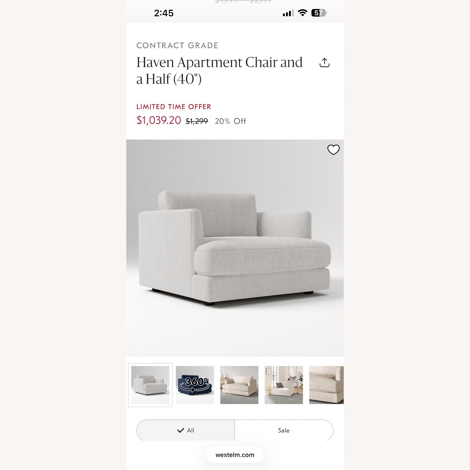 West Elm Haven Chair and Half - image-6