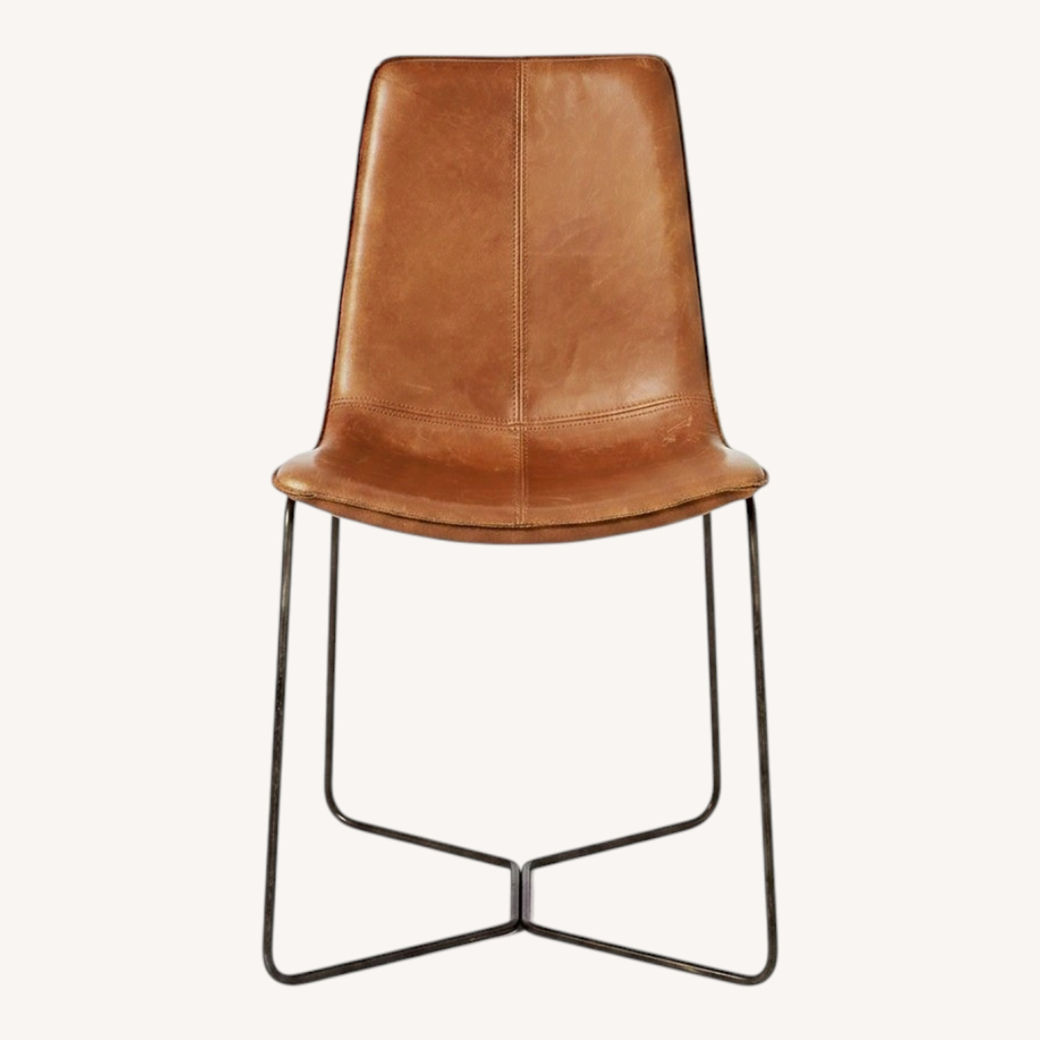 West Elm Slope Dark Brown Leather Dining Chairs - image-0