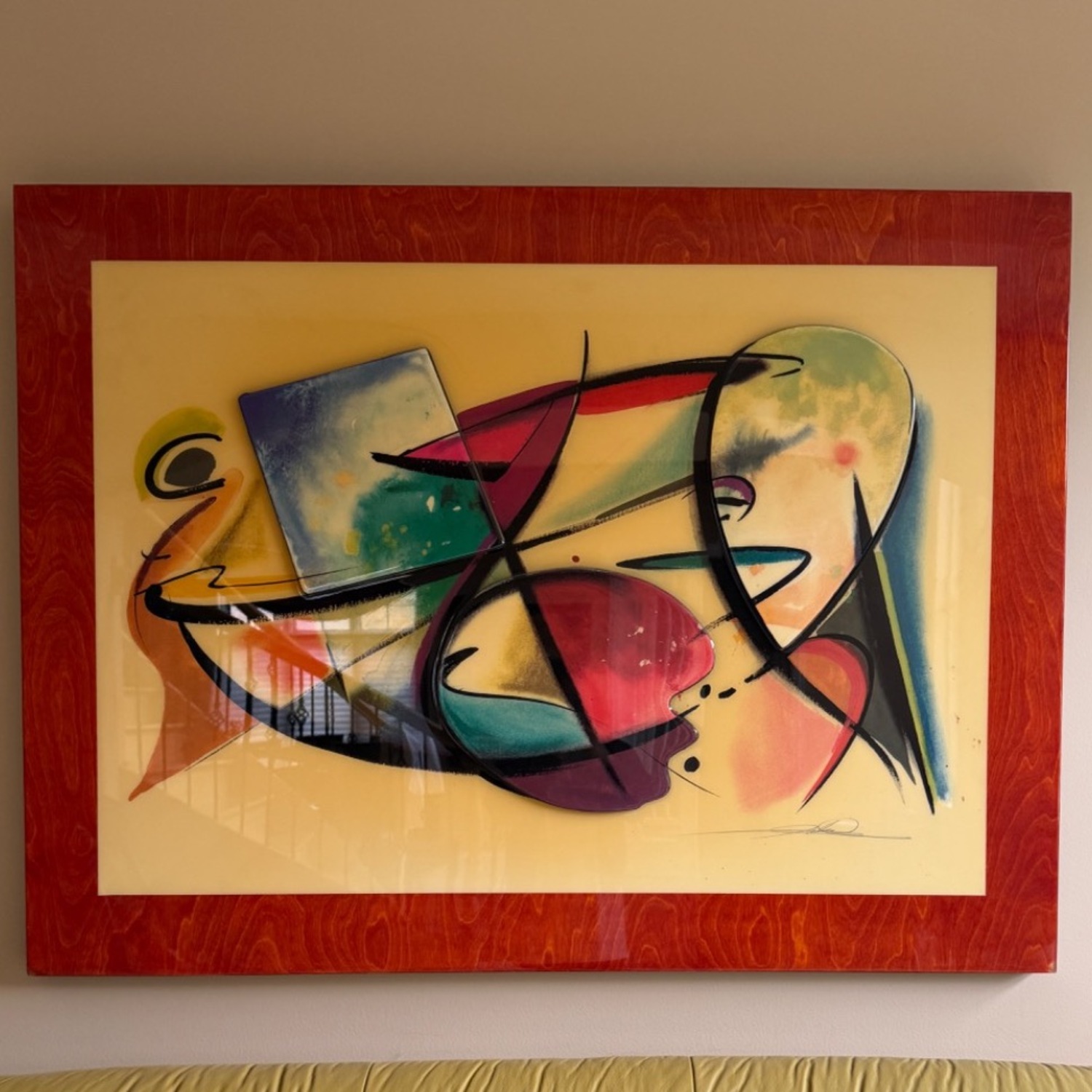 3D Wall Art Acrylic on Wood 60” x 44” Framed - image-4