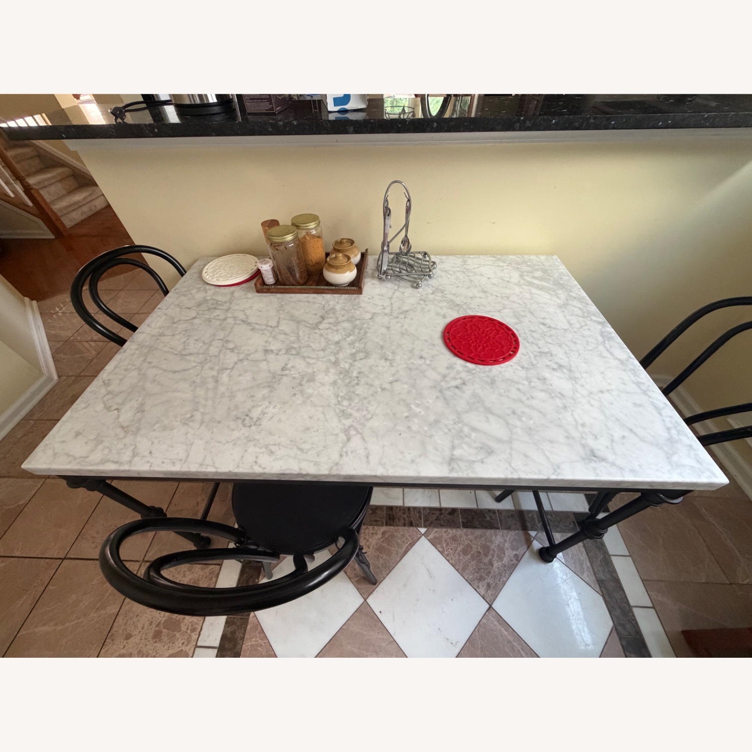Marble Dinner Table With 4 Chairs - image-1