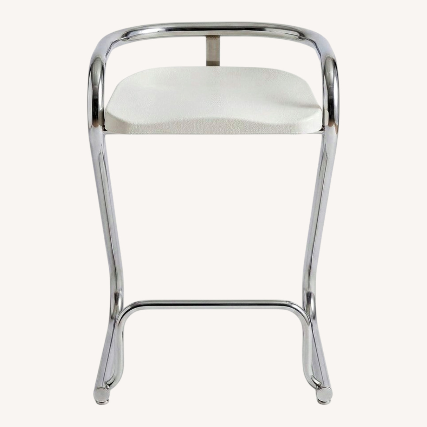 Vintage 1970's Chrome and White Bar Stool - image-0