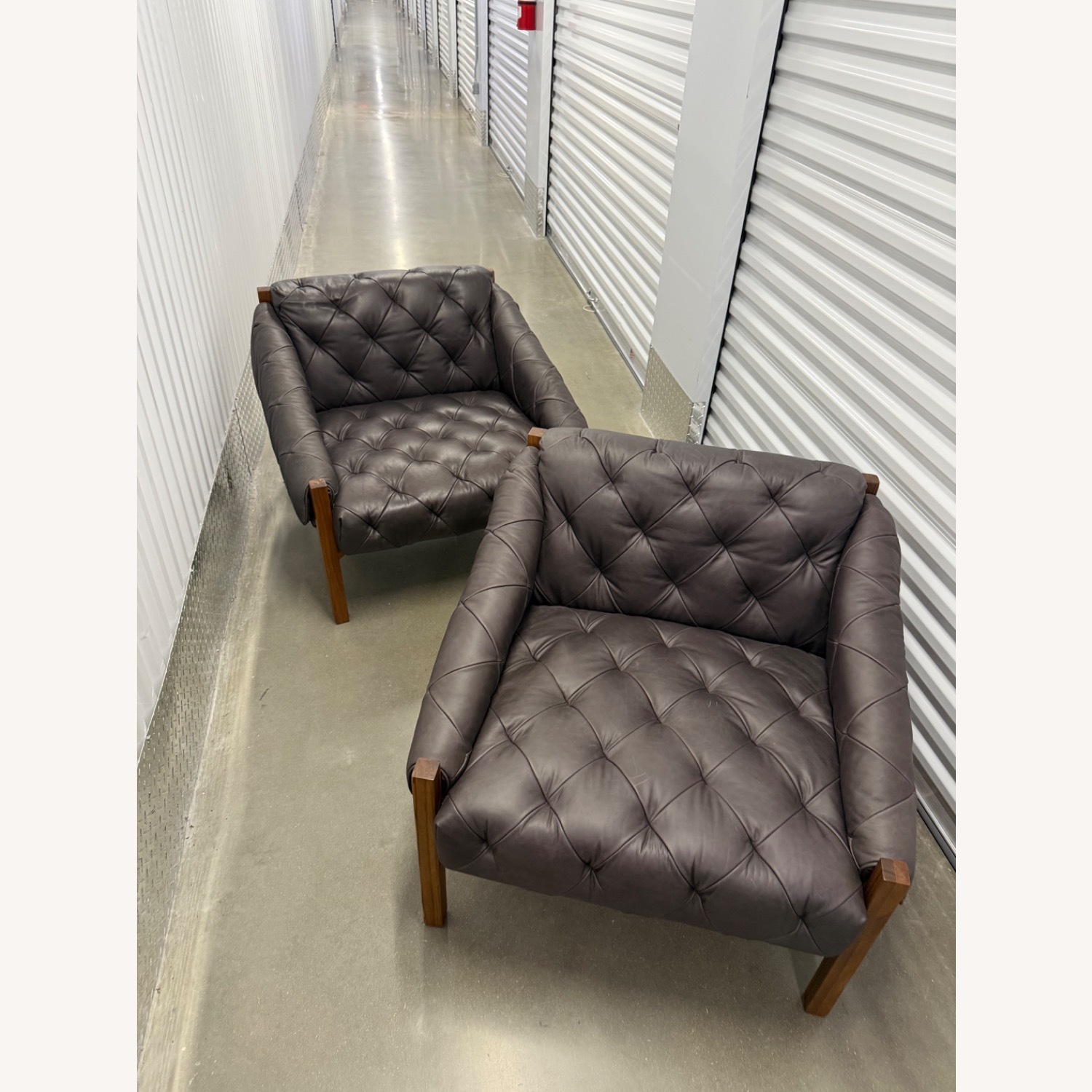 CB2 Abruzzo Charcoal Leather Tuft Chair (2) - image-2