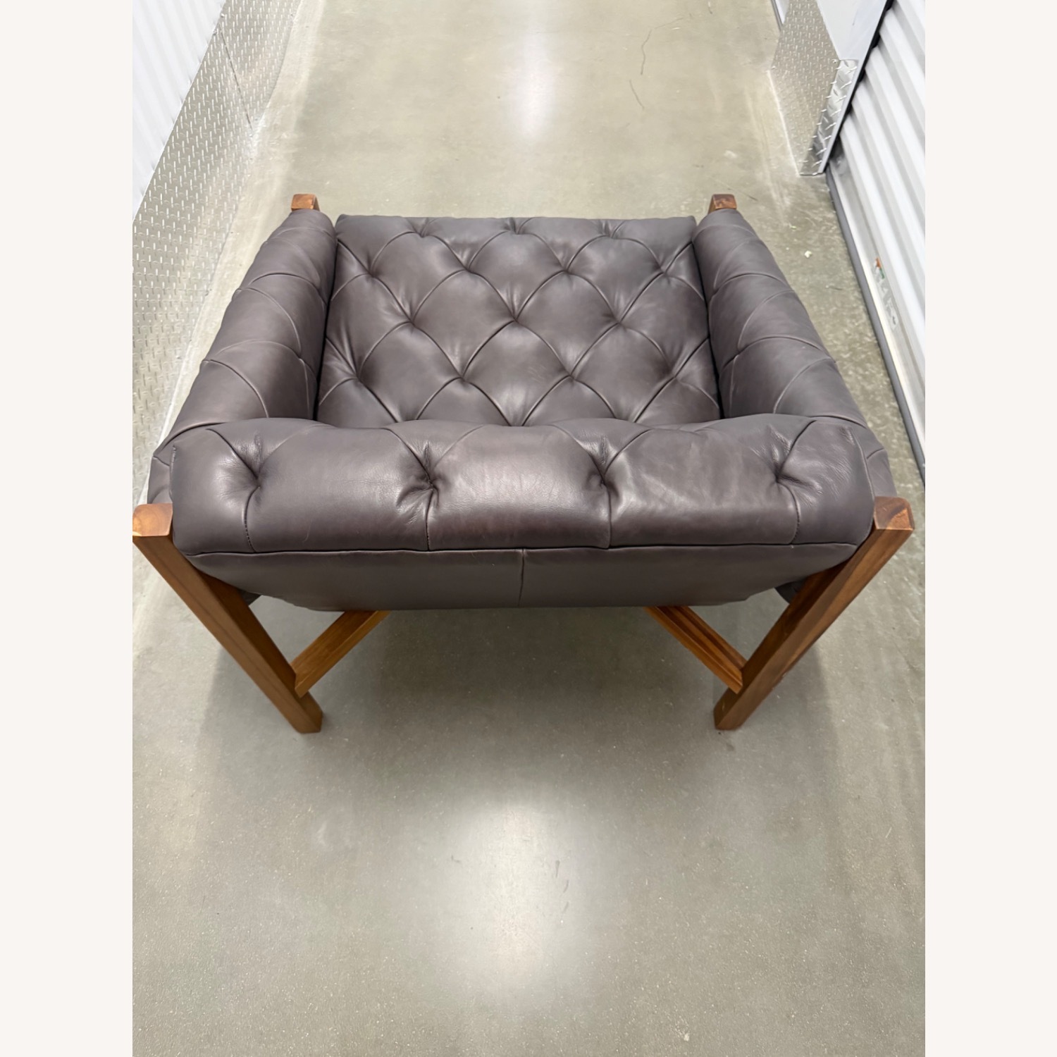 CB2 Abruzzo Charcoal Leather Tuft Chair (2) - image-7