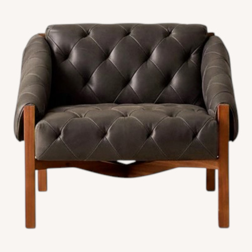Used CB2 Abruzzo Charcoal Leather Tuft Chair (2) for sale on AptDeco