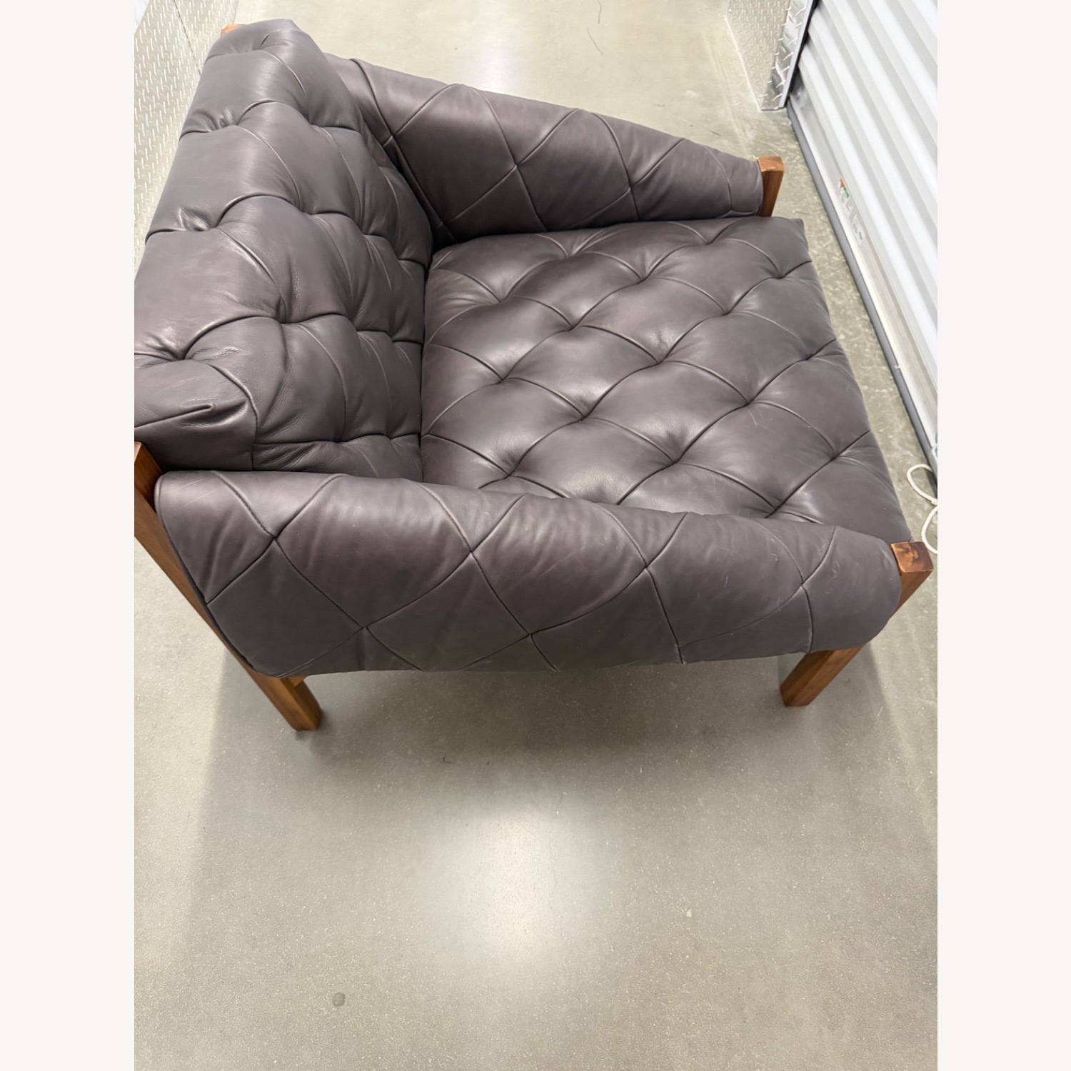 CB2 Abruzzo Charcoal Leather Tuft Chair (2) - image-3