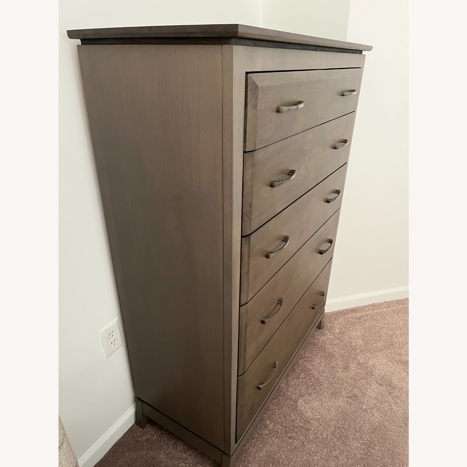 Vintage/Antique Light Gray Wood Chest - image-3