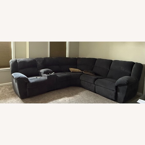 Used Ashley Furniture Blue 5-Seater Reclining Sectional for sale on AptDeco