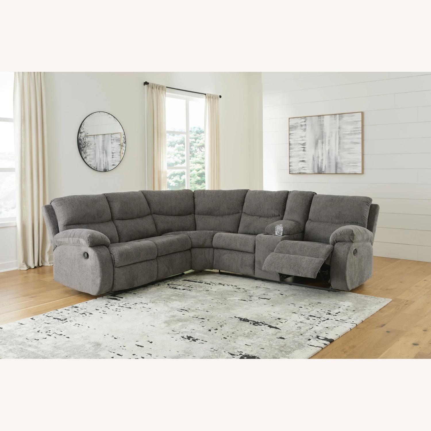 Ashley Furniture Blue 5-Seater Reclining Sectional - image-5