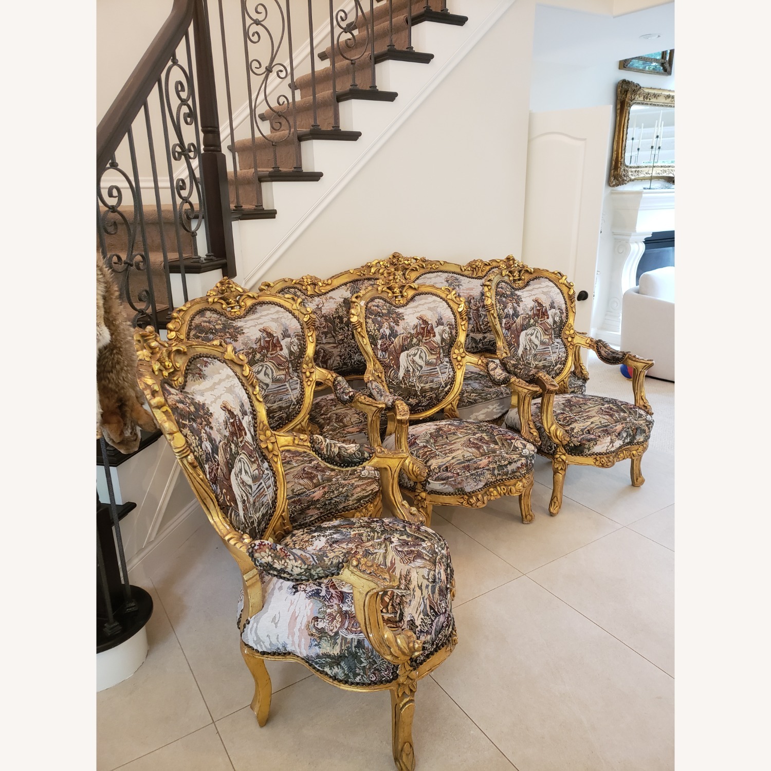 Vintage/Antique Finds Gold Fabric Accent Chairs - image-1