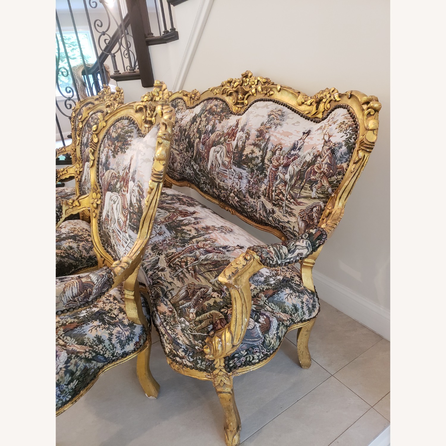 Vintage/Antique Finds Gold Fabric Accent Chairs - image-2