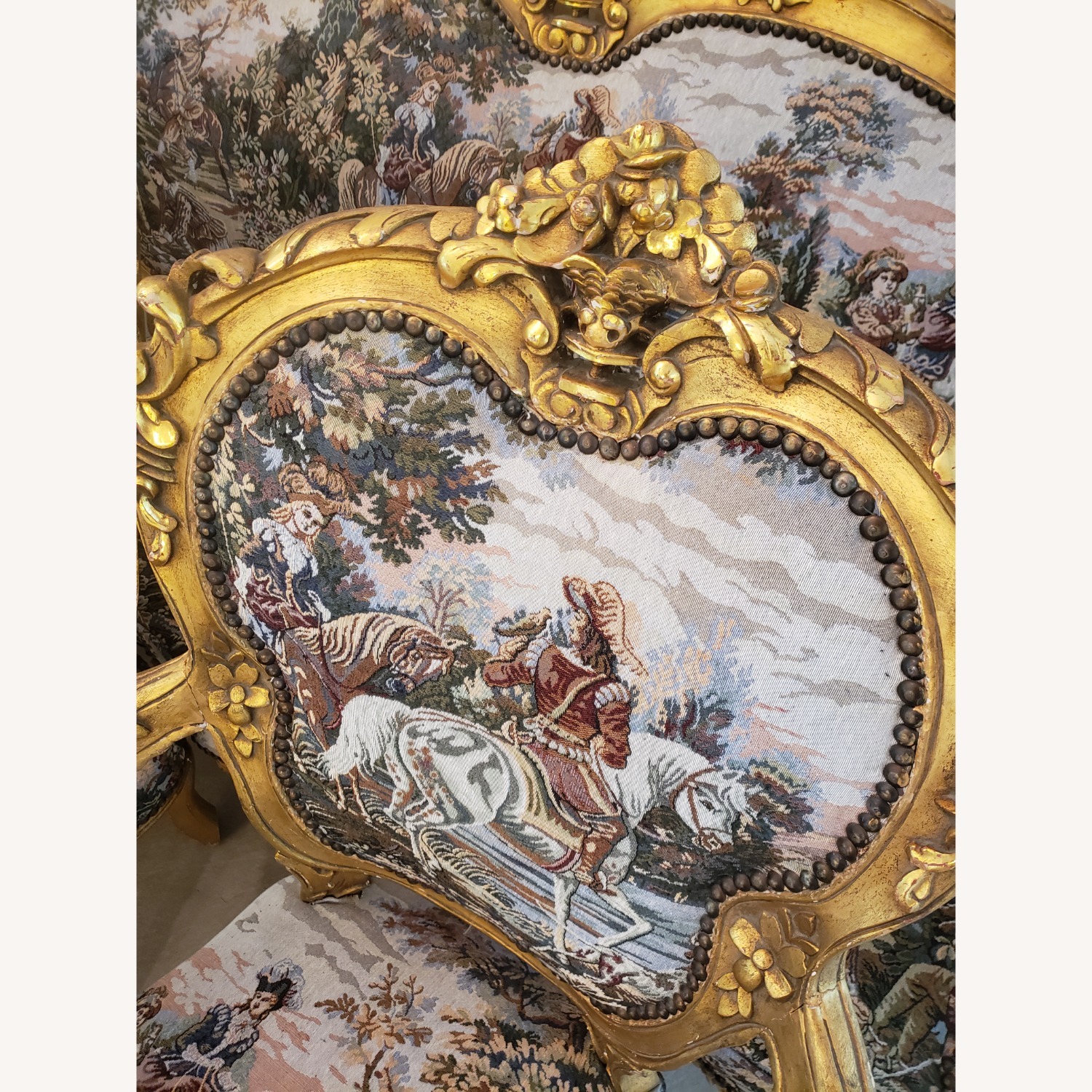 Vintage/Antique Finds Gold Fabric Accent Chairs - image-3