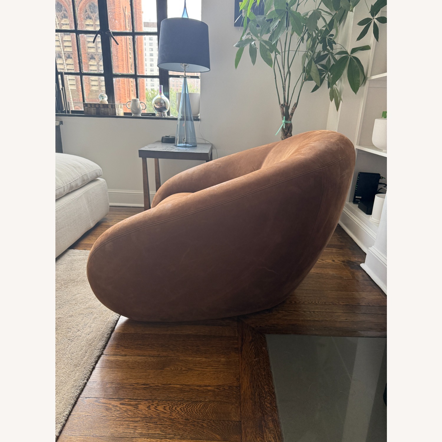 Restoration Hardware Reyna Dark Brown Leather Armchair - image-4
