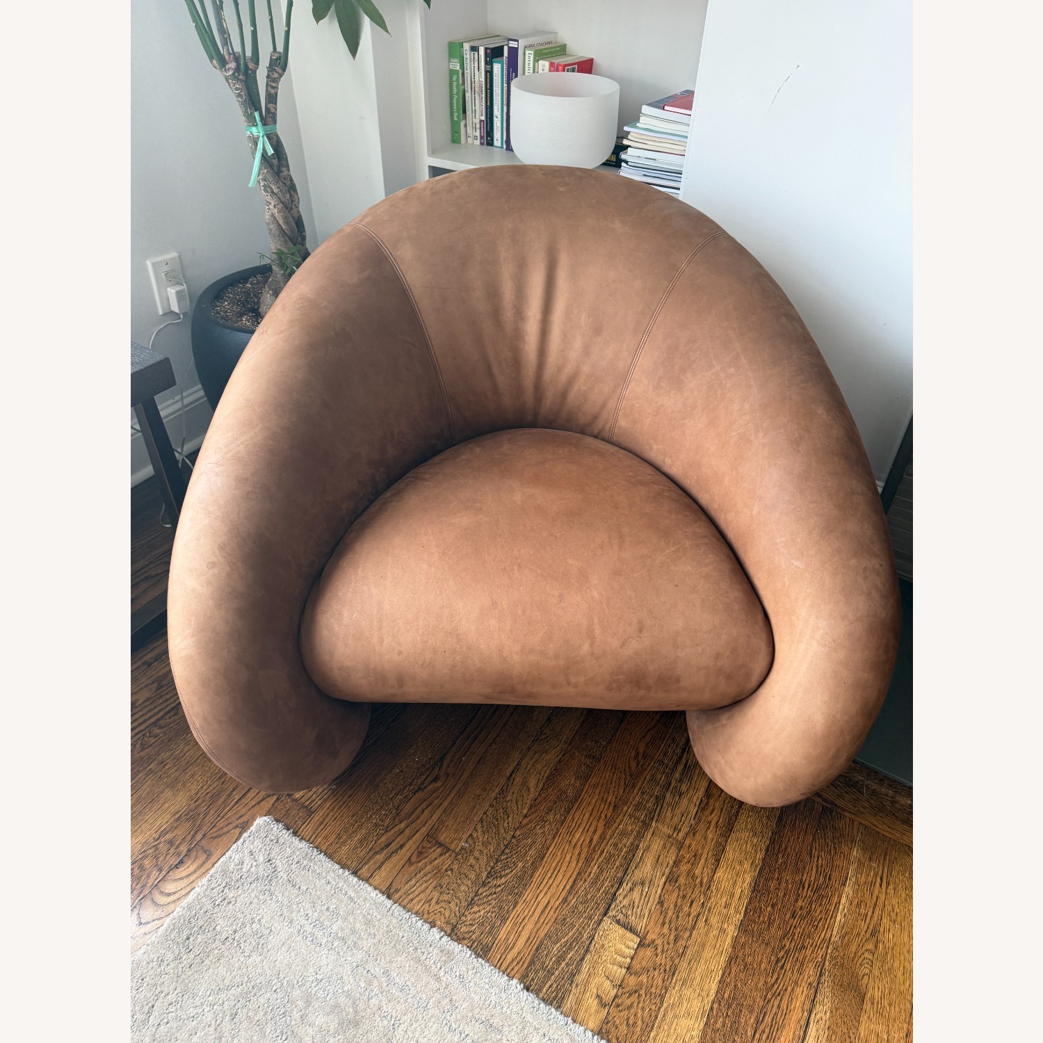 Restoration Hardware Reyna Dark Brown Leather Armchair - image-1