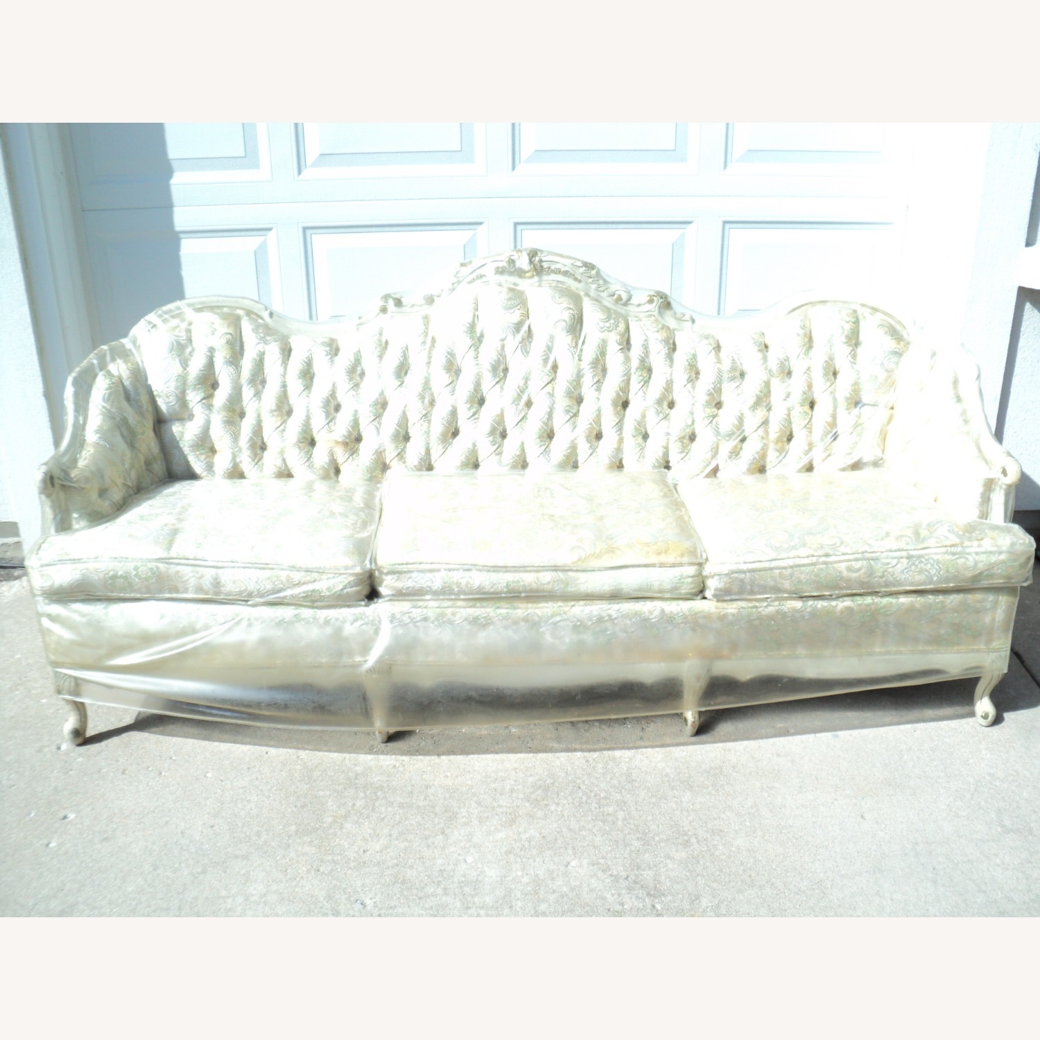 1970 French Provincial Cream/Gold Floating Sofa - image-15