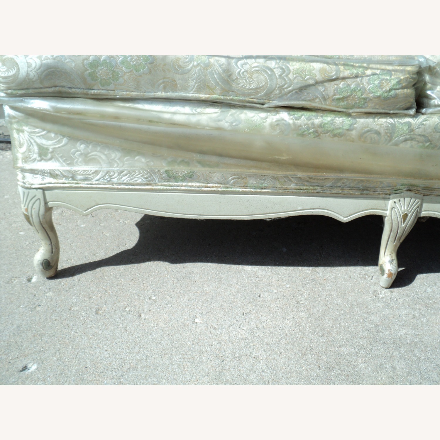 1970 French Provincial Cream/Gold Floating Sofa - image-3