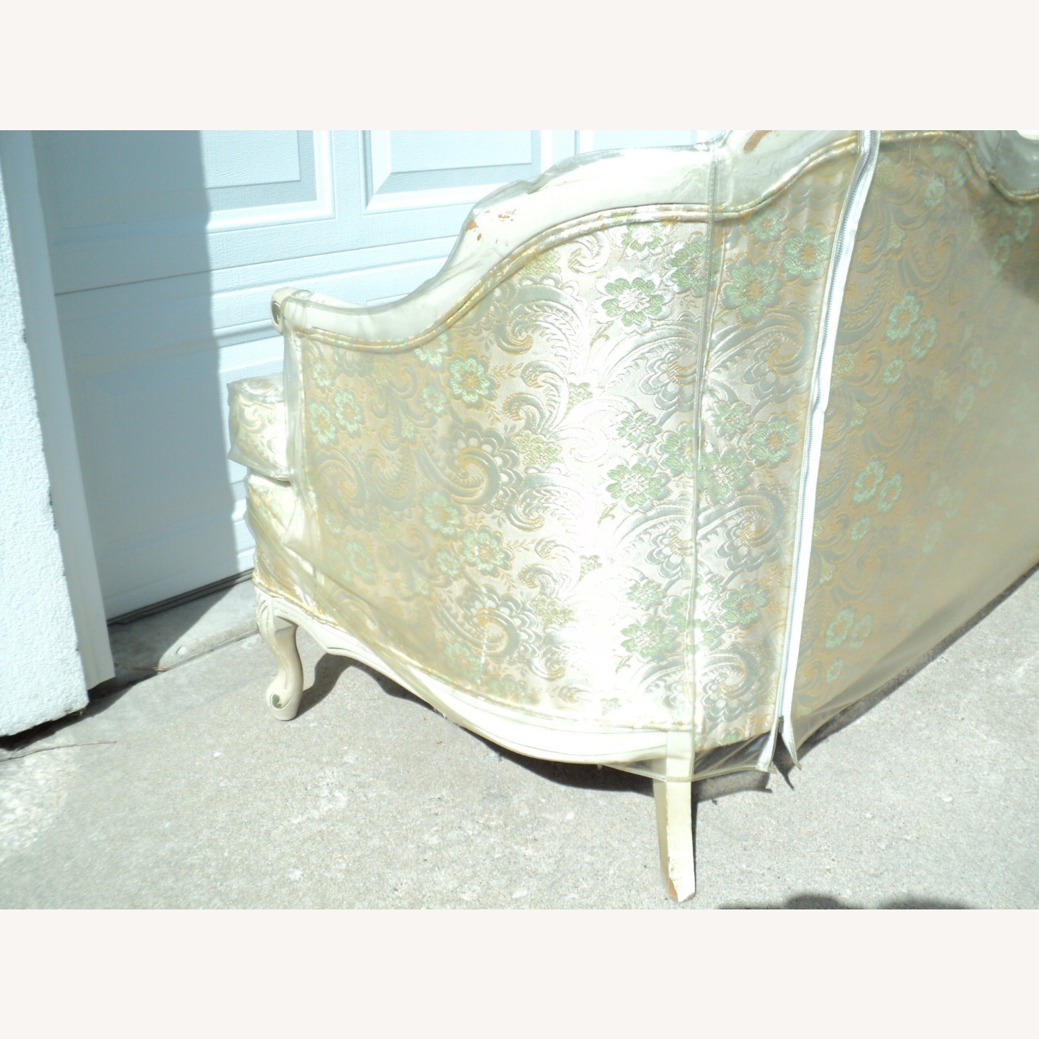 1970 French Provincial Cream/Gold Floating Sofa - image-12