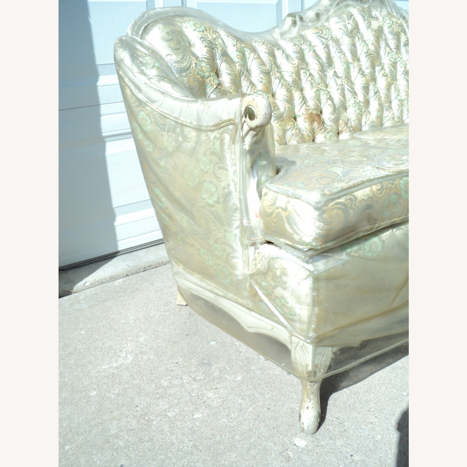 1970 French Provincial Cream/Gold Floating Sofa - image-2