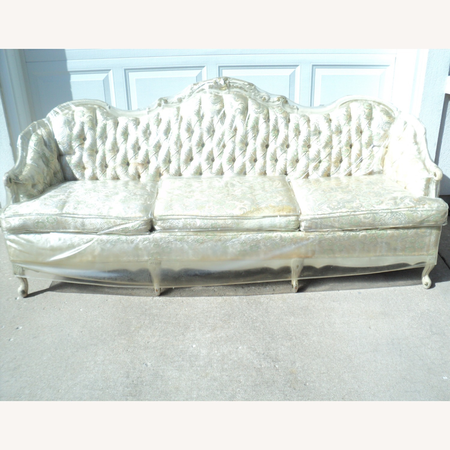 1970 French Provincial Cream/Gold Floating Sofa - image-39
