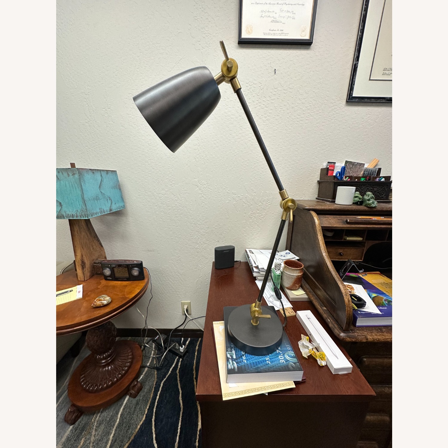 Crate & Barrel Cole Dark Gray Metal Table Lamp - image-2